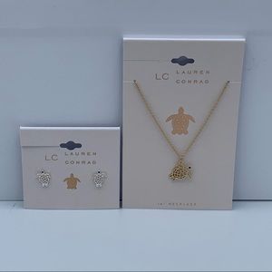 LC Lauren Conrad Turtle Pendant And Earrings